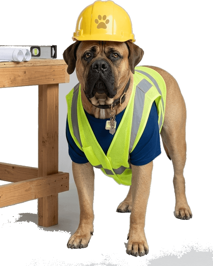 Zeus dressed as a contractor — New Decade mascot